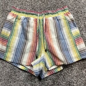 For The Republic Shorts Womens M Striped Drawstring Waist Casual Lightweight
